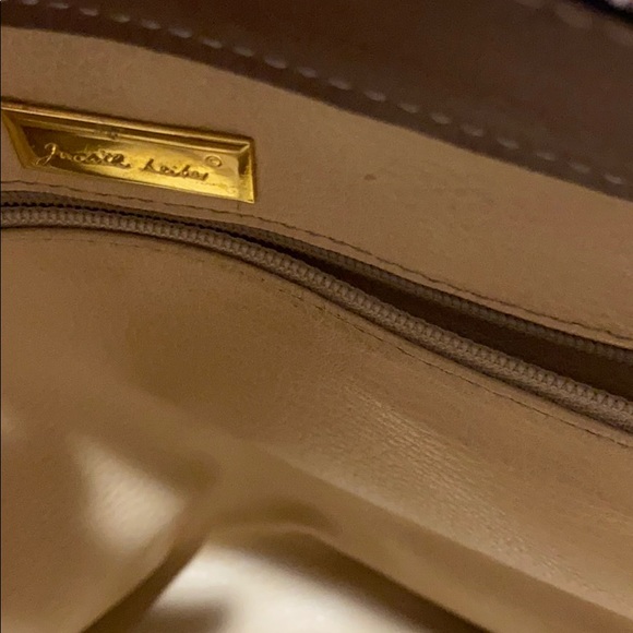 Judith Leiber brown leather/fabric hand bag - Picture 12 of 12